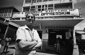 <p>3rd February 1966: Janet Jagan, the wife of Cheddi Jagan, founder of the People's Progressive Party (PPP) campaigns against the 'British oppression' of British Guiana outside Freedom House. Only weeks later, the country became the independent republic of Guyana, and in 1997 Mrs Jagan was elected president after the death of her husband. (Photo by Harry Benson/Express/Getty Images)</p>