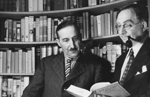 <p>Austrian novelist Stefan Zweig in conversation with his publisher W Huebsch of the Viking Publishing Company, circa 1930. (Photo by Three Lions/Hulton Archive/Getty Images)</p>