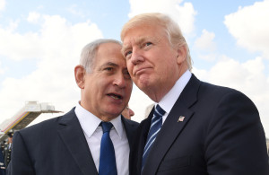 <p>JERUSALEM, ISRAEL - MAY 23: (ISRAEL OUT) In this handout photo provided by the Israel Government Press Office (GPO), Israeli Prime Minister Benjamin Netanyahu speaks with US President Donald Trump prior to the President's departure from Ben Gurion International Airport in Tel Aviv on May 23, 2017 in Jerusalem, Israel. Trump arrived for a 28-hour visit to Israel and the Palestinian Authority areas on his first foreign trip since taking office in January. (Photo by Kobi Gideon/GPO via Getty Images)</p>