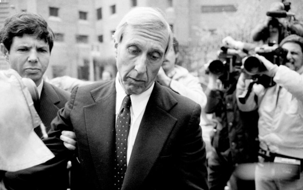 <p>FILE � Ivan Boesky leaves federal court in New York after pleading guilty to insider trading on April 24, 1987. Boesky, the brash financier who came to symbolize Wall Street greed as a central figure of the 1980s insider trading scandals, and who went to prison for his misdeeds, died on Monday, May 20, 2024. He was 87. (Marilynn K. Yee/The New York Times)</p>
